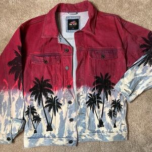 Tie-Dye Denim Jacket - Coconut Tree - Men’s Size Large